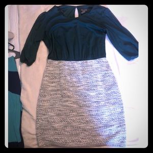 Fitted skirt with flowy too. This is a dress.